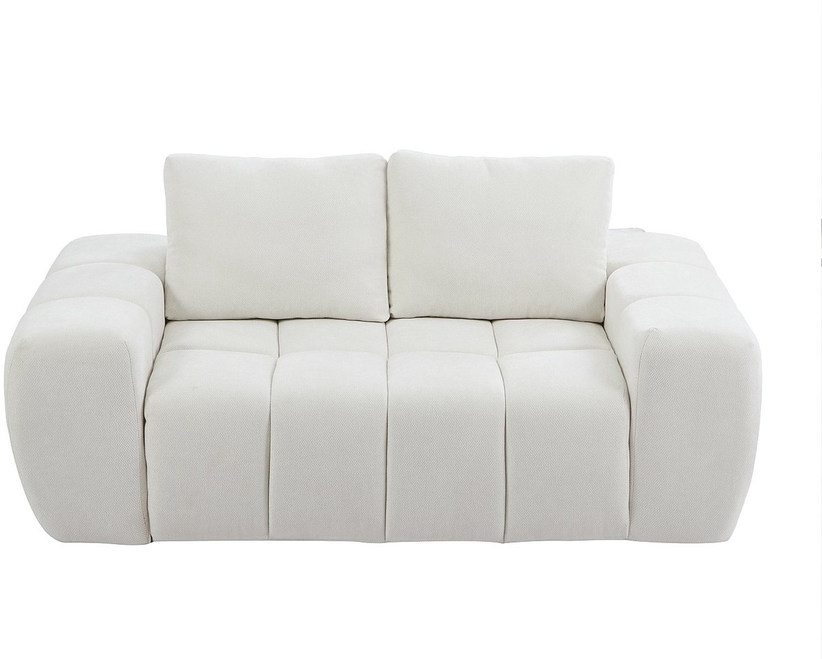 Vente-unique Tweezitsbank in beige getextureerde stof - BENAFO