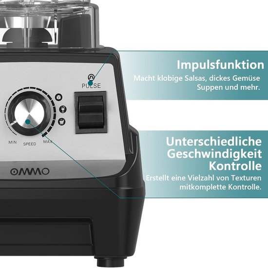 Krachtige Blender - Mixer Keuken - Gezonde Smoothies Maken - 6 Roestvrijstalen Messen - 1.8L Kan - Zwart — afbeelding 5