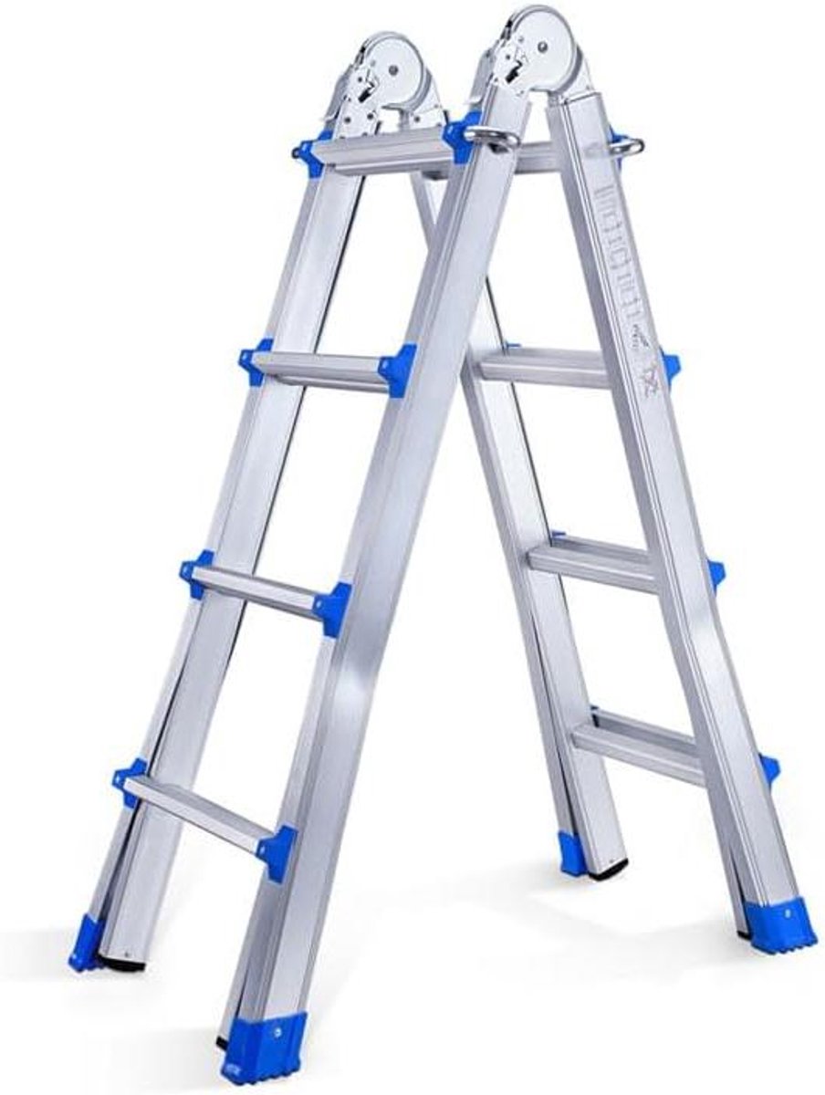 Scharnierladder - Vouwbare ladder - Klusklussen thuis - Multifunctioneel ontwerp - 398 meter hoog - Aluminium