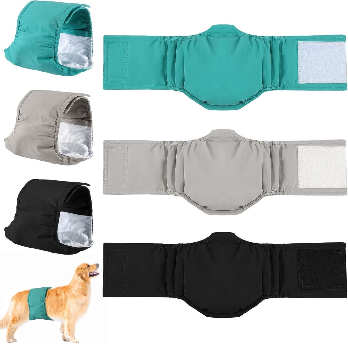 Herbruikbare Hondenluiers - Wasbare Puppy Broekjes met Absorptie en Lekbescherming voor Incontinentie (XL)