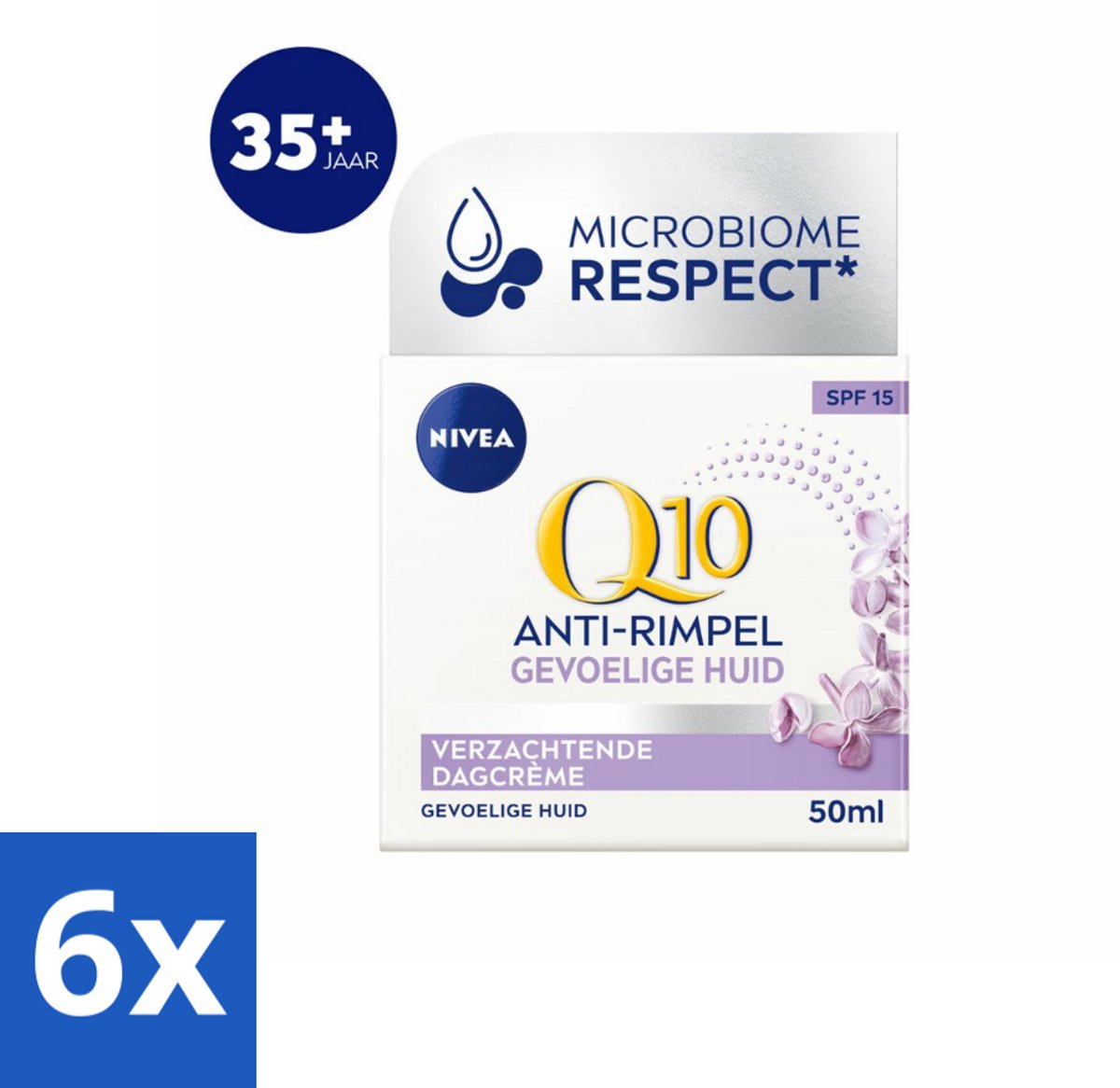 6 x NIVEA – Dagcrème – Q10 Power Sensitive SPF 15 – 50 ml - Gevoelige Huid - Anti-aging - Rimpelverlichting - SPF 15 - Dagcrème