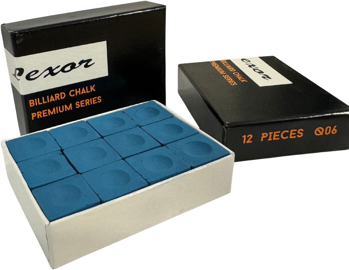 Lexor Premium Billiard Chalk Q06, box 12pcs., Blue - biljartkrijt blauw