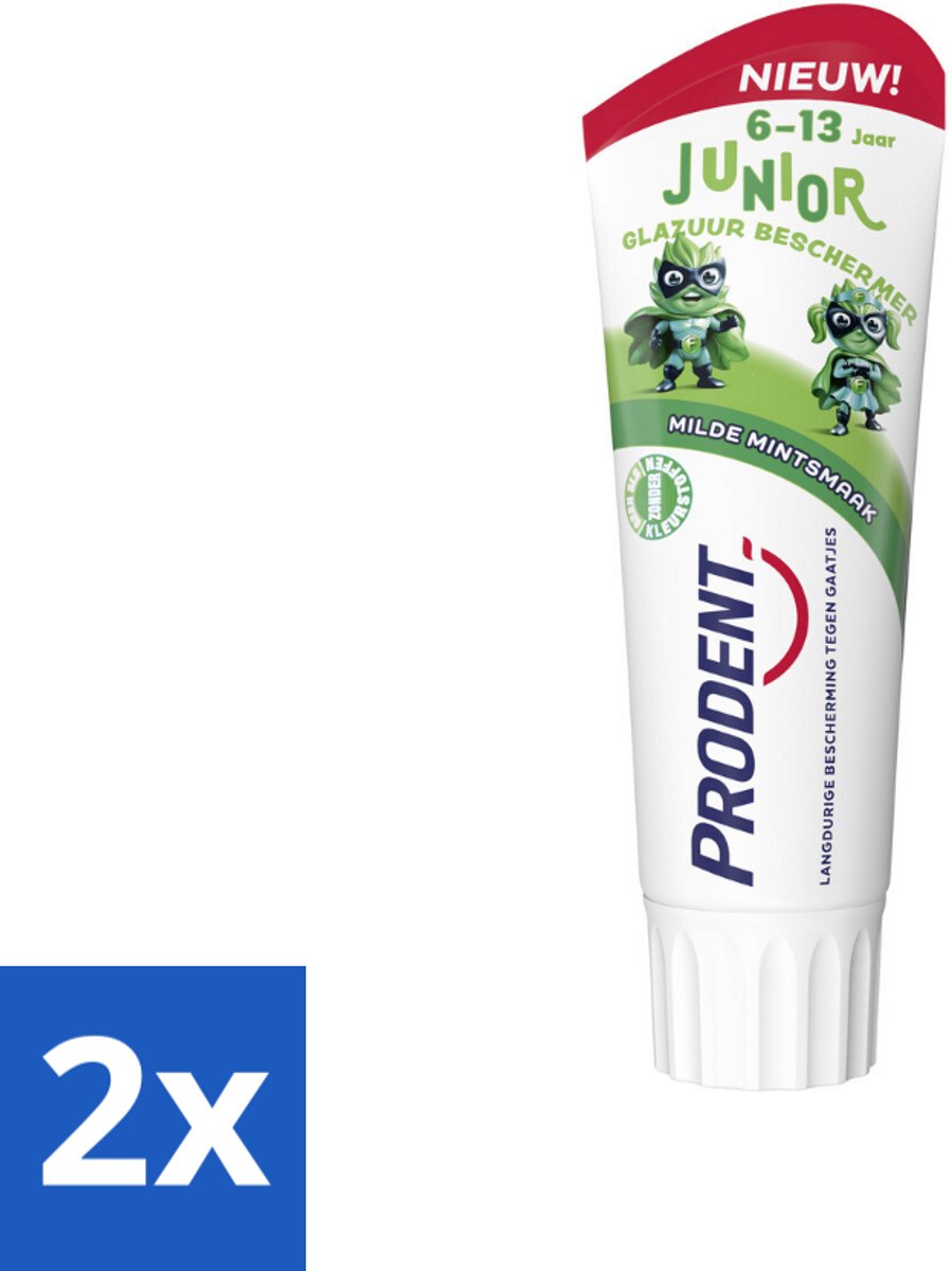 2 x Prodent – Tandpasta Glazuurbeschermer – Kids 6+ – 75 ml - Glazuurbeschermende Tandpasta - Kindertandpasta - Gaatjespreventie - Fluoride - Wisselgebit