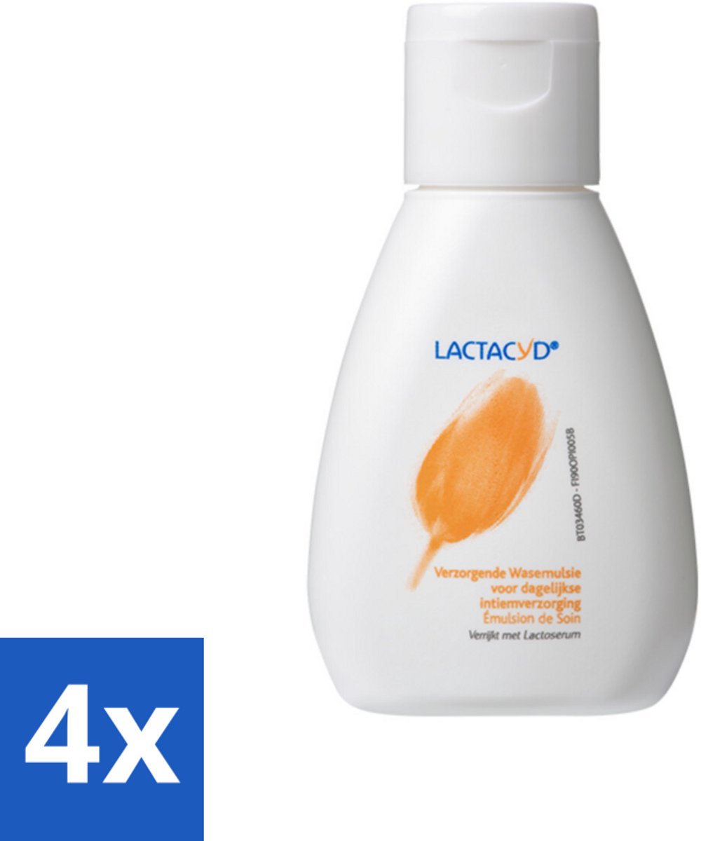 4 x Lactacyd – Verzorgend – Mild en pH-vriendelijk – 50 ml - Intieme Verzorging - Wasemulsie - Natuurlijke Balans - PH-vriendelijk - Droogheid