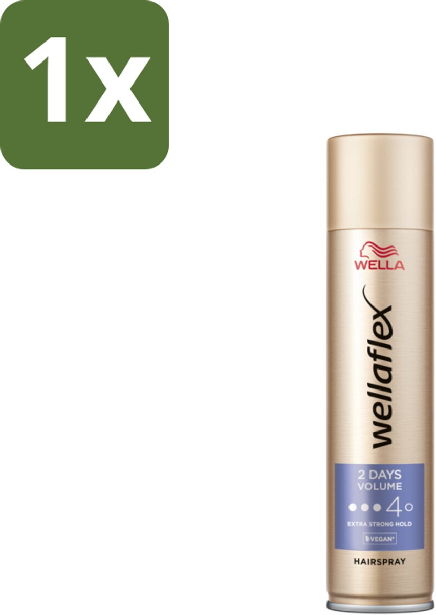 1 x Wella – Flex 2 Days Volume – Haarspray Extra Strong – 400 ml - Haarspray - Volume - Haarfixatie - UV Bescherming - Vegan Haarspray