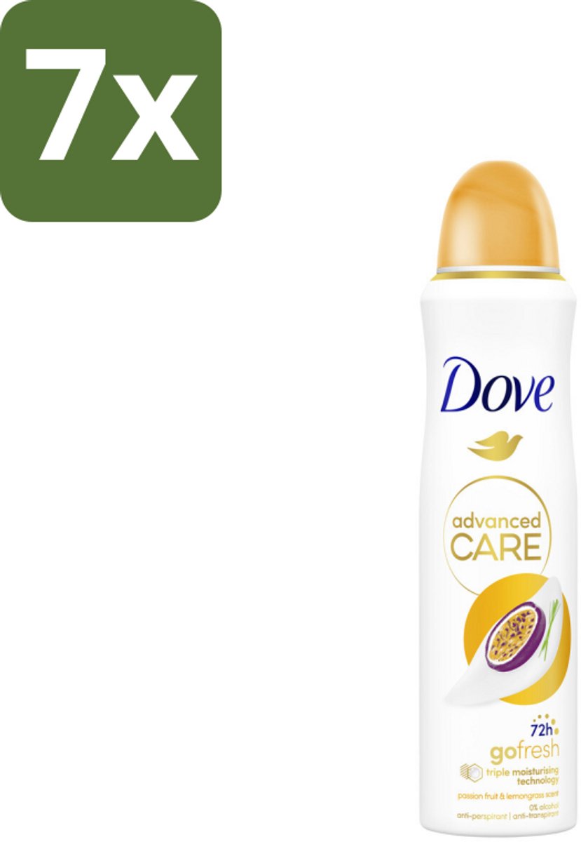 7 x Dove – Deodorant Spray – Passievrucht & Citroengras – 150 ml - Anti-transpirant Spray - Passievrucht En Citroengras - 48 Uur Bescherming - Deodorant Spray - Fruitige Geur