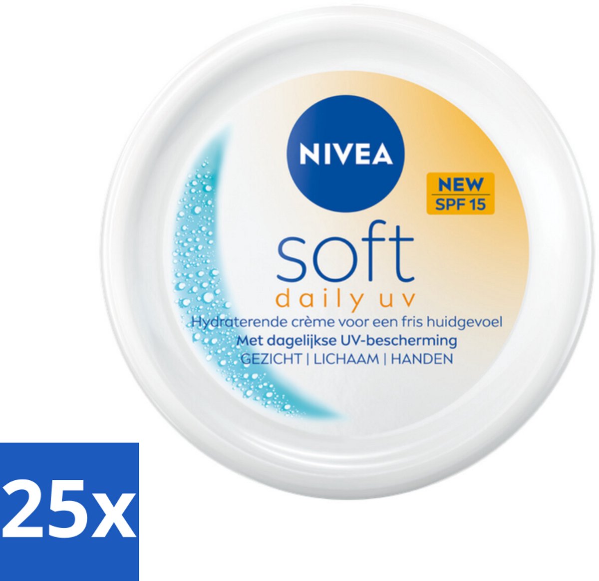 25 x NIVEA – Bodycrème – Soft Daily UV SPF 15 – 250 ml - Hydratatie - Zonbescherming - SPF 15 - UV-filter - Bodycrème