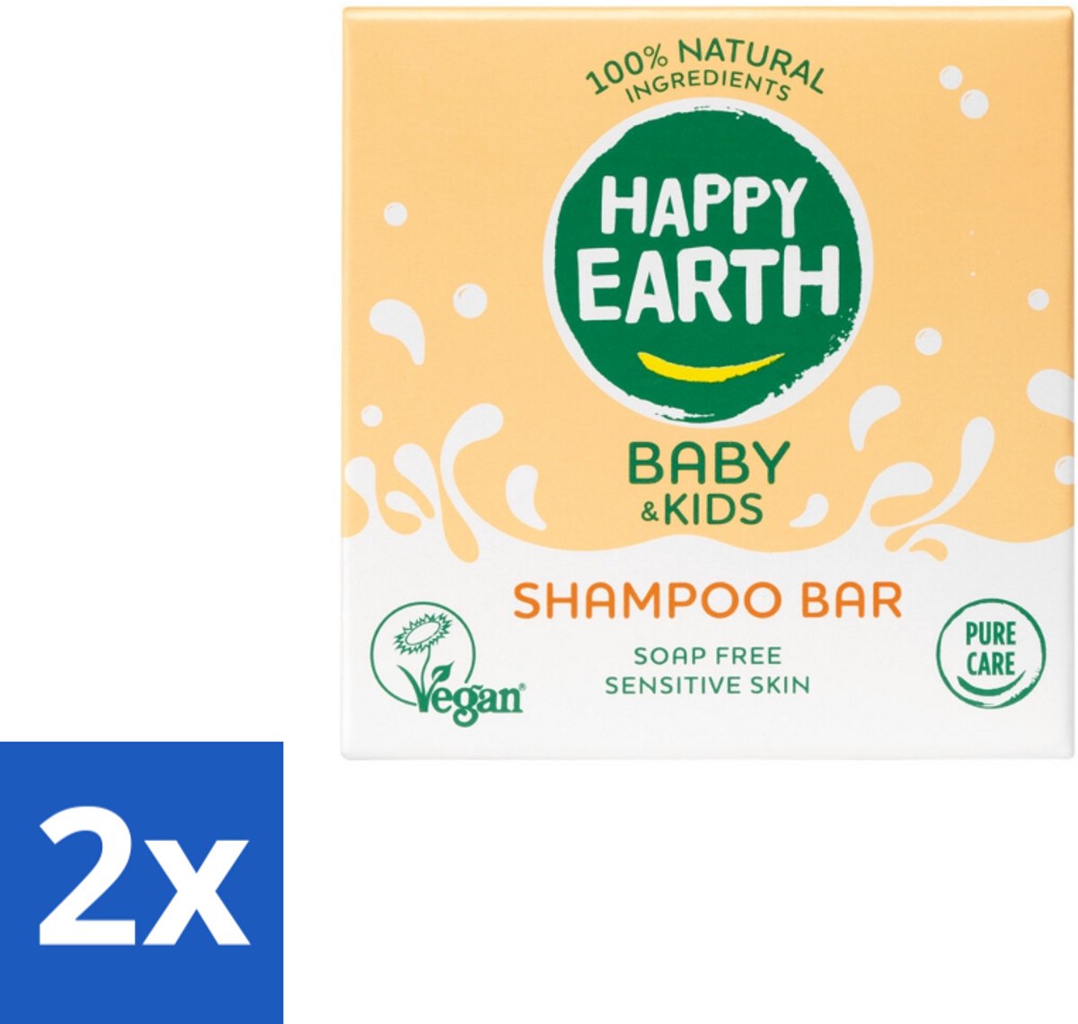 2 x Happy Earth – Shampoo Bar – 100% Natuurlijk Baby & Kids – 50 g - Baby Haar Verzorging - Kind Haar Shampoo - Natuurlijke Shampoo Bar - Zeepvrije Shampoo - Allergeen Veilig