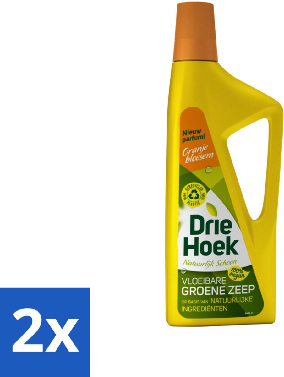 2 x Driehoek – Vloeibare Zeep – Oranjebloesem – 725 ml - Schoonmaken - Natuurlijke Zeep - Textiel Reinigen - Vloer Reinigen - Badkamer Reinigen