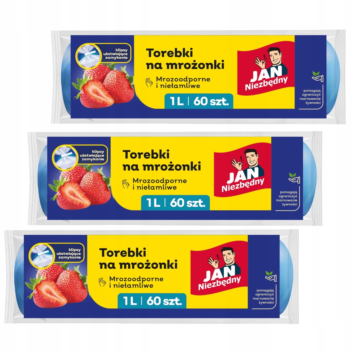 Jan Niezbędny Diepvrieszakjes 1L met Clips - 180 Stuks
