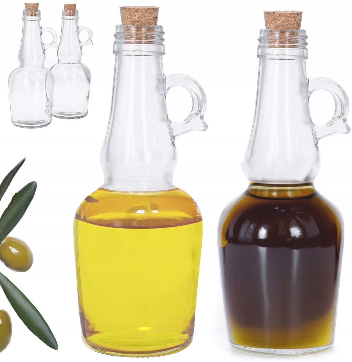 2x Glazen Flesjes met Kurk voor Olie, Azijn & Sauzen - 250ml