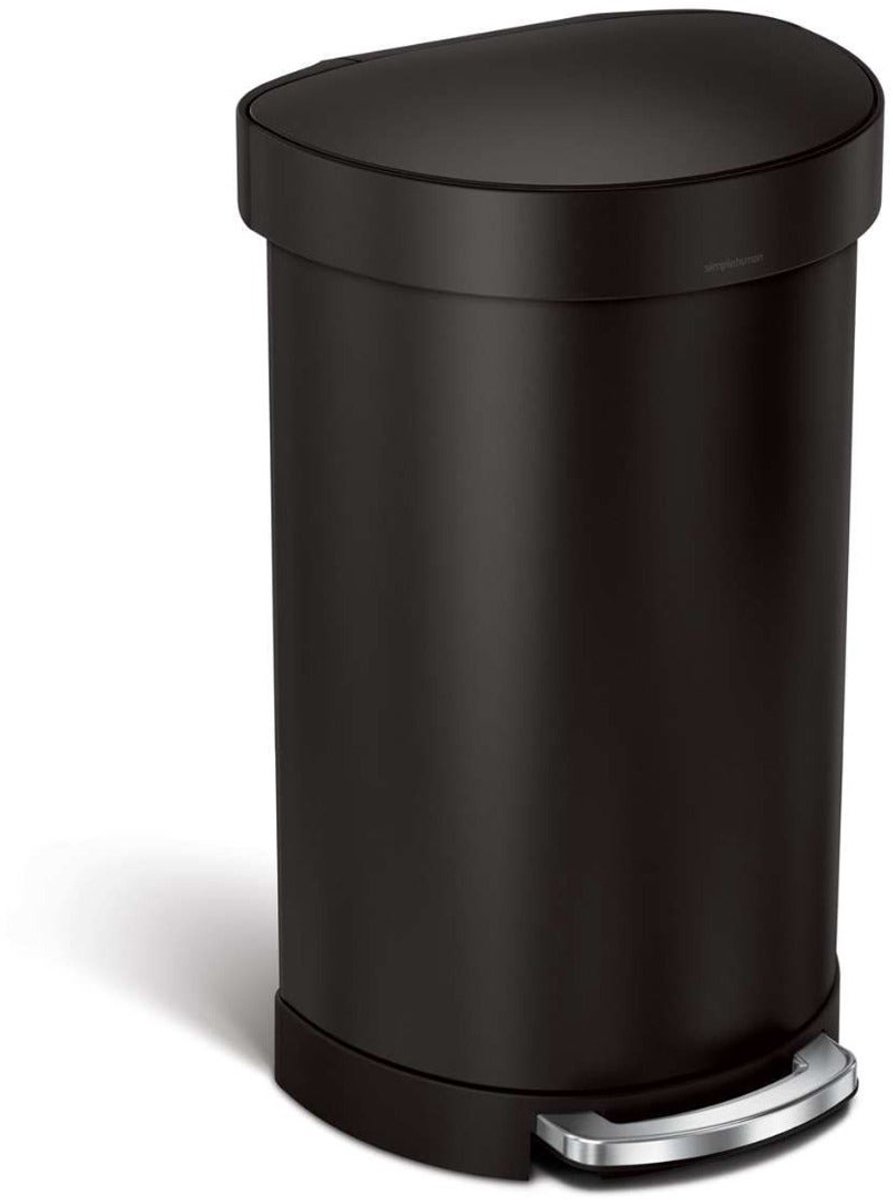 Simplehuman - Prullenbak Liner Pocket Half Rond 45 liter - Roestvast Staal - Zwart