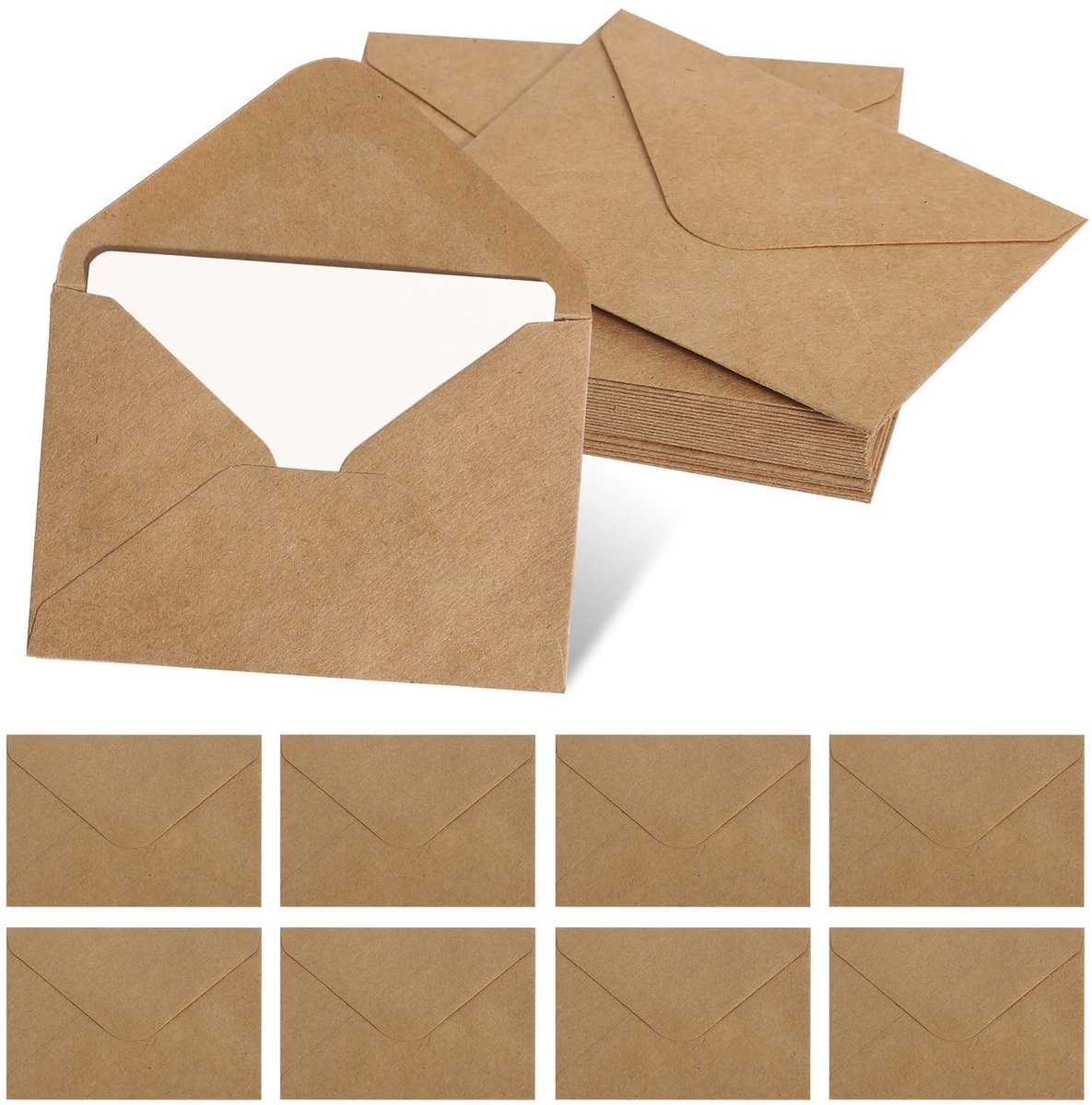 Elzusha - Set van 50 Bruine Enveloppen met 50 Blank Kaarten