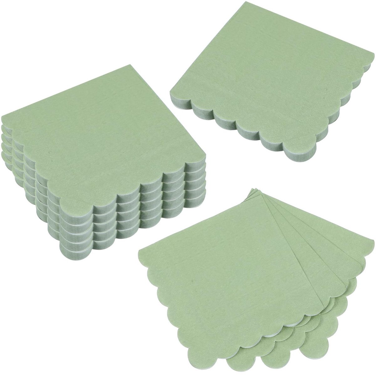 Elzusha - Set van 100 Wegwerp Cocktailservetten Sage Green