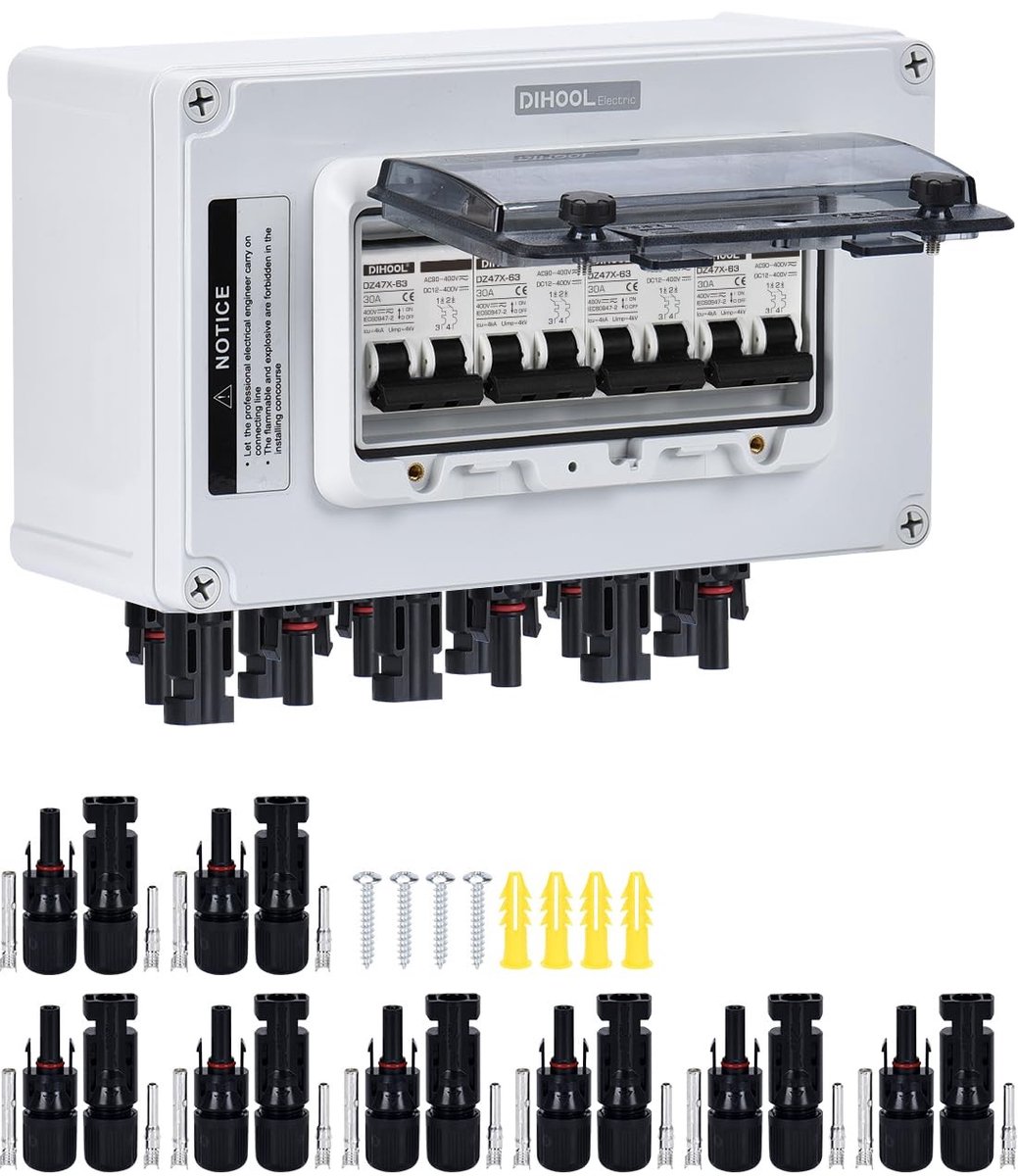 Elzusha - 30 Amp PV Isolator Schakelaar met IP67 Waterdichte Behuizing