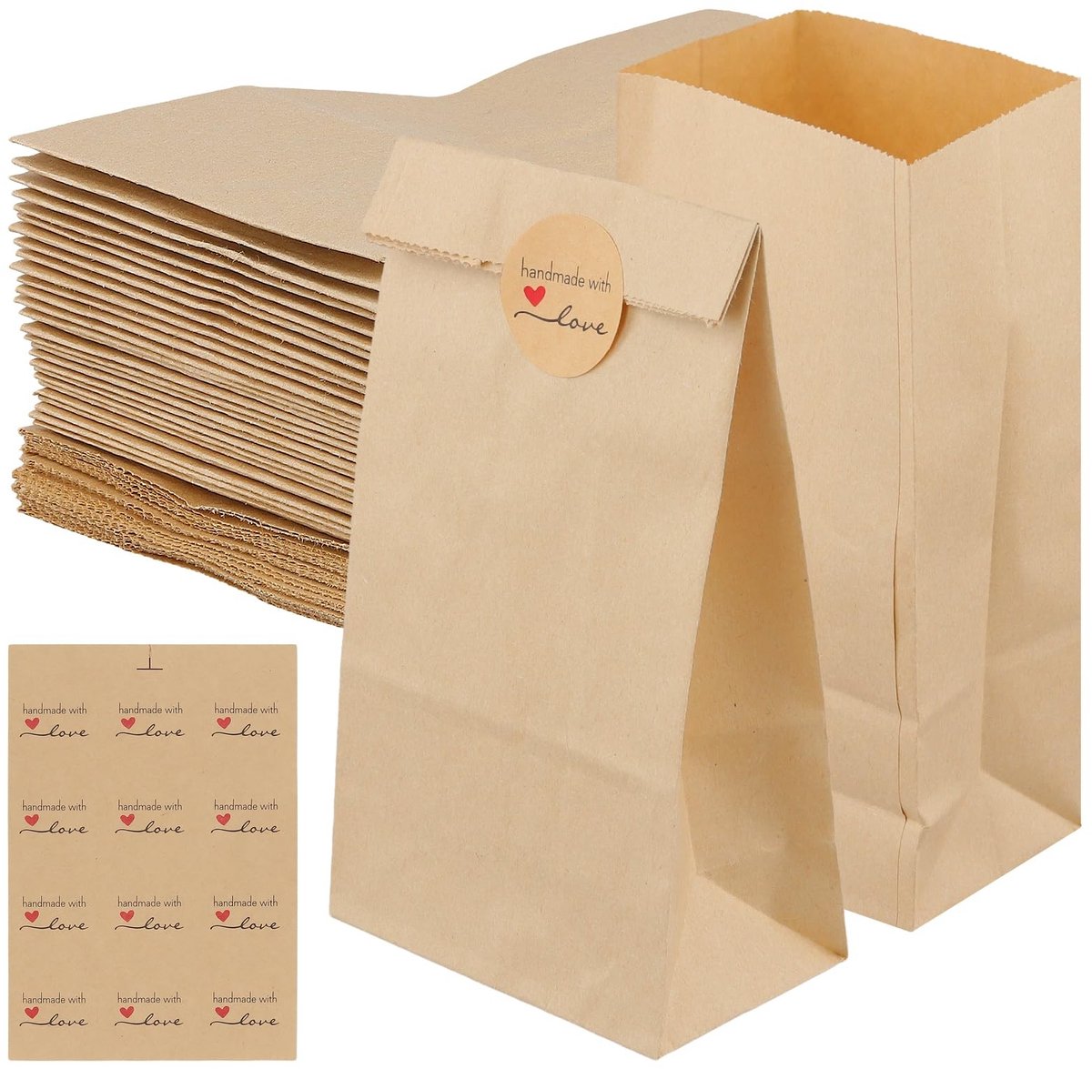 Elzusha - 300 Stuks Kleine Bruine Papieren Zakjes 9x5.5x18cm