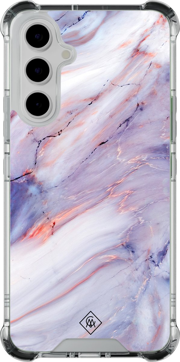 Casimoda® hoesje - Geschikt voor Samsung Galaxy A55 - Marmer Paars - Shockproof case - Extra sterk - - Multi, Transparant