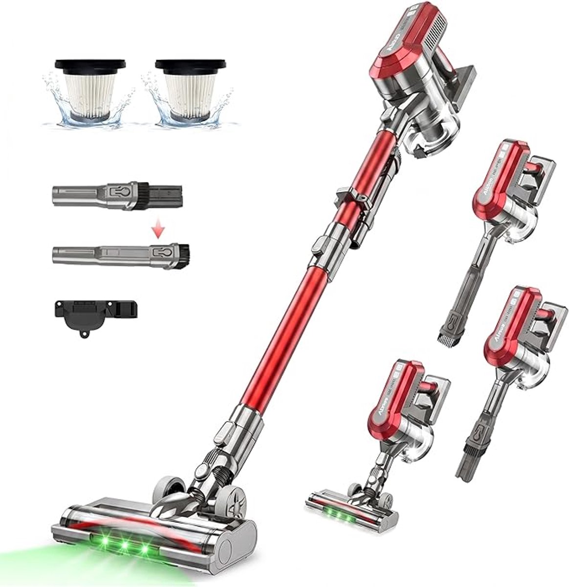 Draadloze Stofzuiger 450W BLDC – 45kPa Zuigkracht & 60 Min | Anti-Tangle LED Power Brush | Lichtgewicht Steel & Hand | Tapijt & Harde Vloer