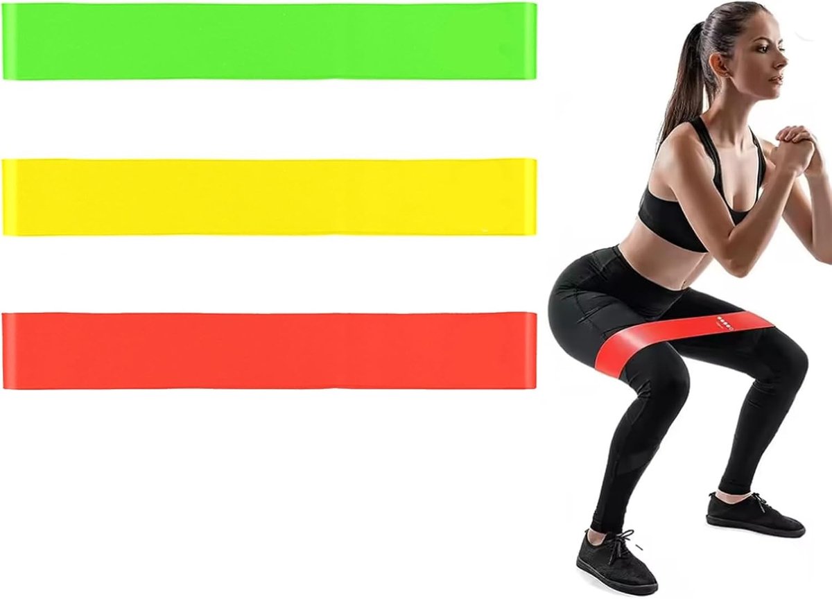 Natuurlijke Latex Fitness Bands Set van 3 voor Pilates, Spiertraining, Thuisfitness en Buitensporten