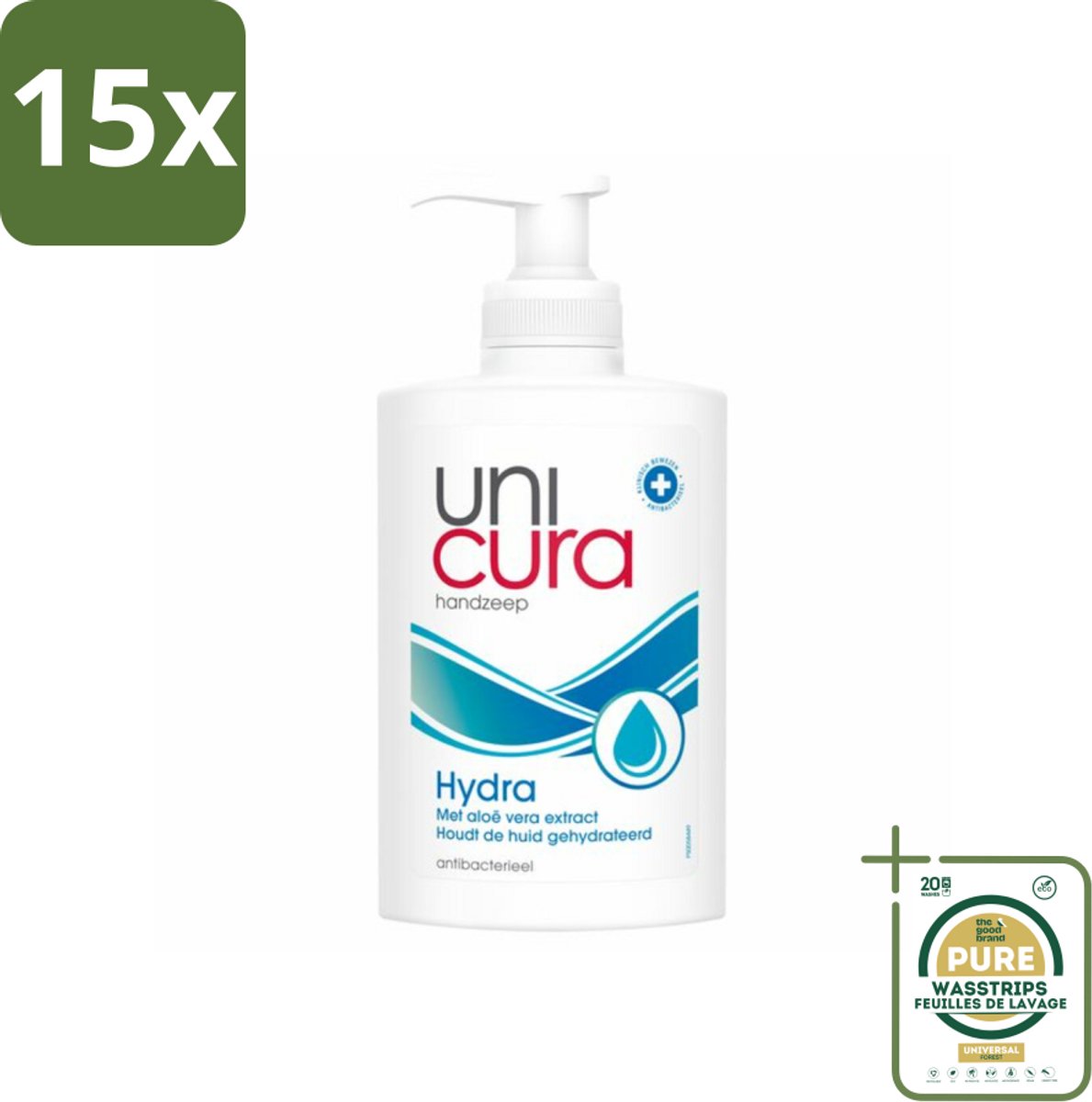 15 x Unicura Vloeibare Handzeep Hydra 250 ml - Grootverpakking - Handzeep - Hydra - Antibacterie - Hydratatie - Natuurlijke Handzeep