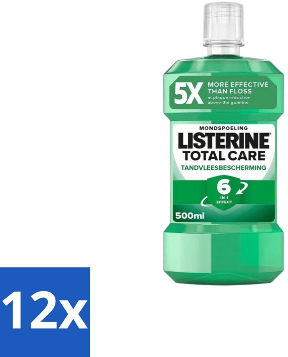 12 x Listerine – Mondwater – Total Care Tandvleesbescherming – 500 ml - Mondspoeling - Tandvleesbescherming - Tandplak - Tandsteen - Frisse Adem