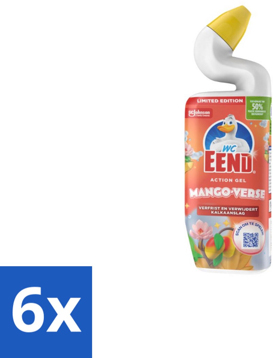 6 x WC Eend Toiletreiniger Action Gel Mango Verse 750 ml - Toiletreiniger - Toilet Reinigen - Kalkaanslag Verwijderen - Toilet Hygiëne - Toilet Schoonmaken
