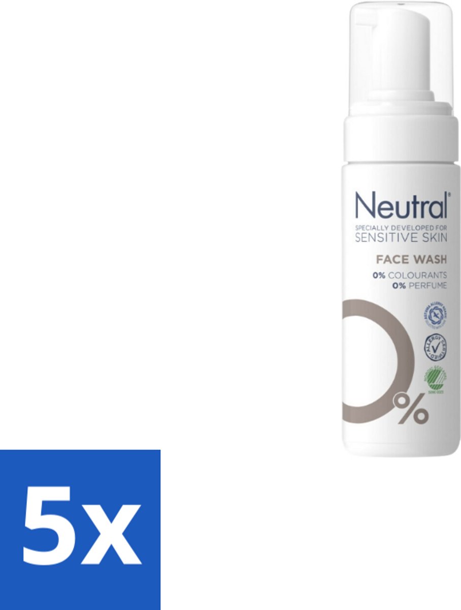 5 x Neutral – Gezichtsreiniging – Face Wash 0% Parfumvrij – 150 ml - Gevoelige Huid - Gezichtsreiniger - Milde Reiniging - Glycerine - Crème Verwijderen
