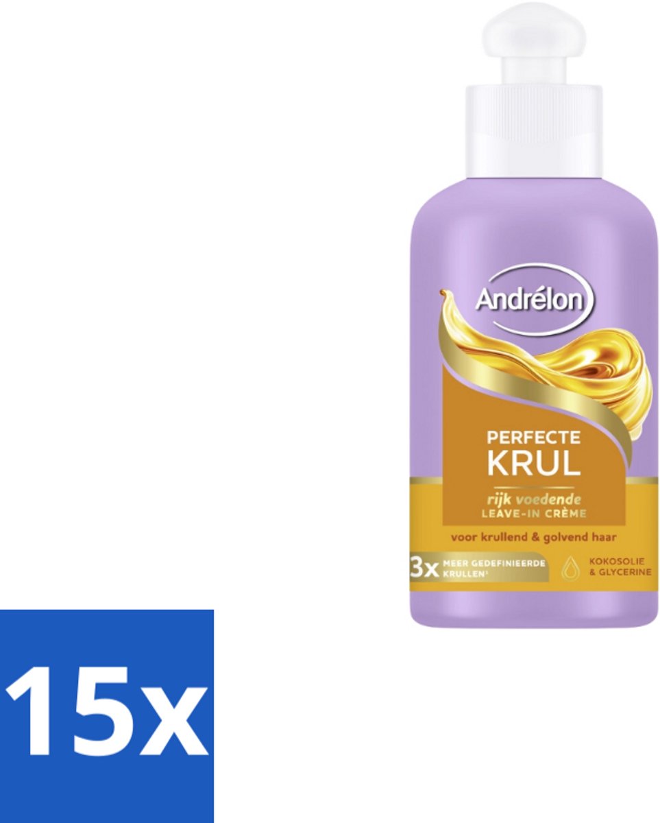 15 x Andrélon – Leave-In Crème – Perfecte Krul – 200 ml - Krul Haar - Krul Haar Crème - Leave-in Crème - Krul Haar Verzorging - Krul Haar Voeding