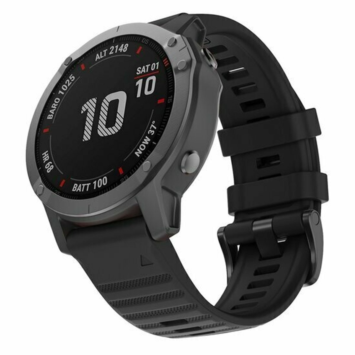 By Qubix - Geschikt voor Garmin bandje - 22mm Quickfit - Siliconen bandje - Zwart - Geschikt voor Garmin Fenix 9 / 9 pro - 47mm