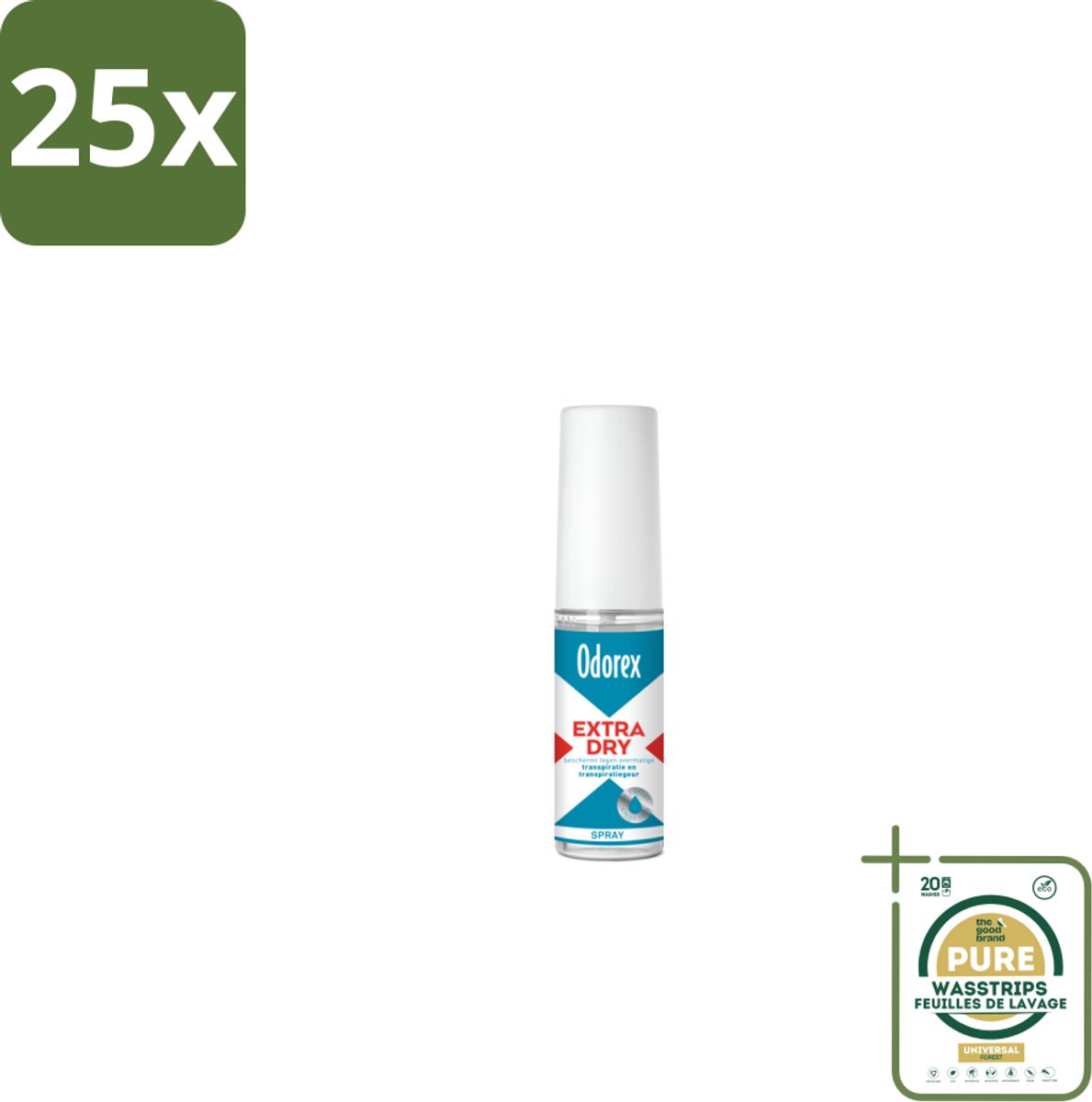 25 x Odorex Extra Dry Pompspray 30 ml - Grootverpakking - Extra Droog - Overmatig Zweten - Intens Droog - Pompspray - Deodorant