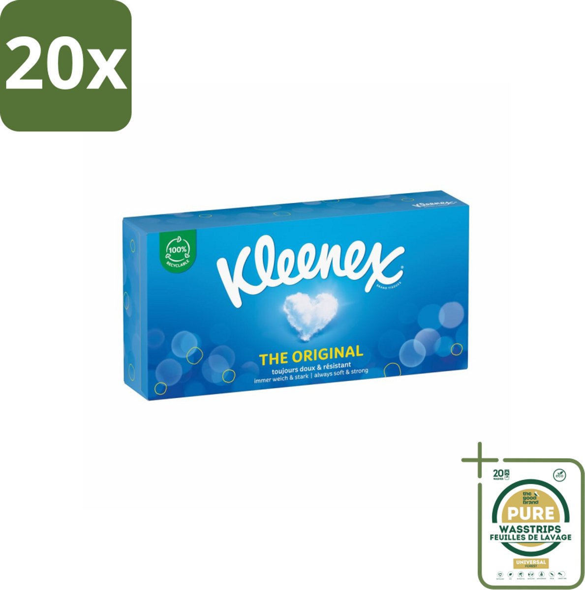 20 x Kleenex Original Tissues 72 stuks per verpakking - Grootverpakking - Tissue - Neusdoek - Zachte Tissue - Gezin - Verkoudheid