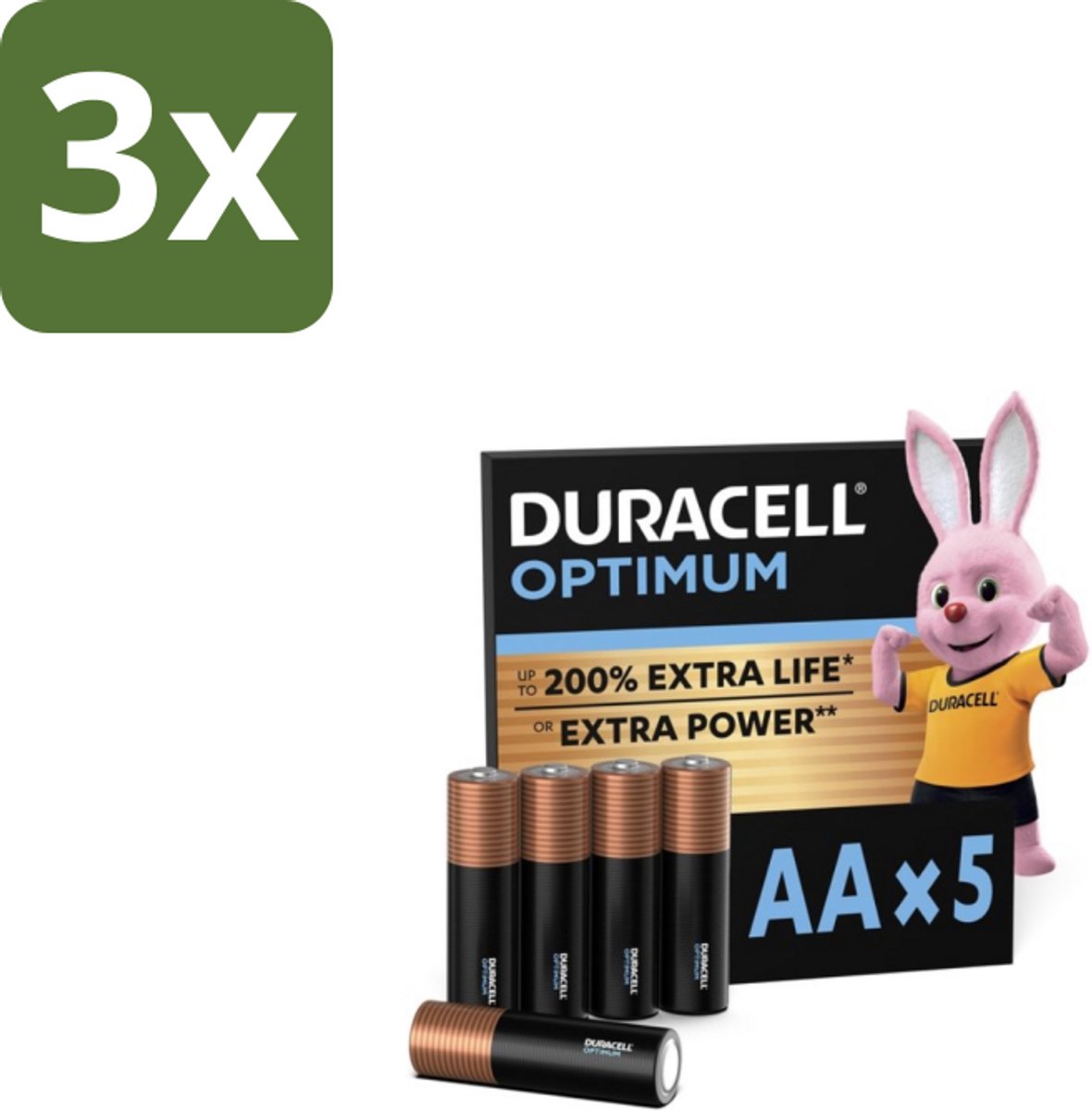 3 x Duracell Optimum – Alkaline Batterijen AA – LR6 1,5V – 5-pack - AA Batterijen - Alkaline Batterijen - Digitale Camera - Gamecontroller - Xbox