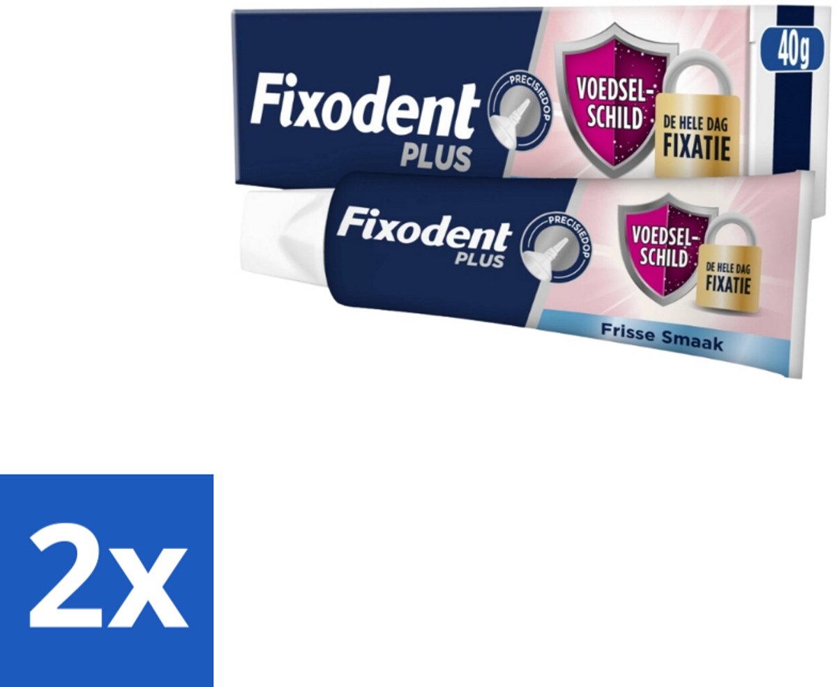 2 x Fixodent Kleefpasta Plus 40 gr - Kleefpasta Kunstgebit - Voedselbarrière Kunstgebit - Frisse Muntsmaak Kunstgebit - Fixatie Kunstgebit - Kunstgebit Bescherming