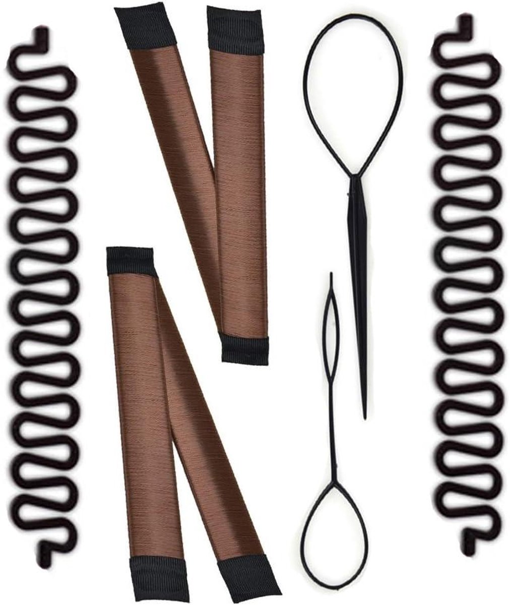 Haar Vlecht Tool - Kapsel Maker - Snel Kapsel Creëren - 6 Delige Set - 20 cm Lengte - Zwart