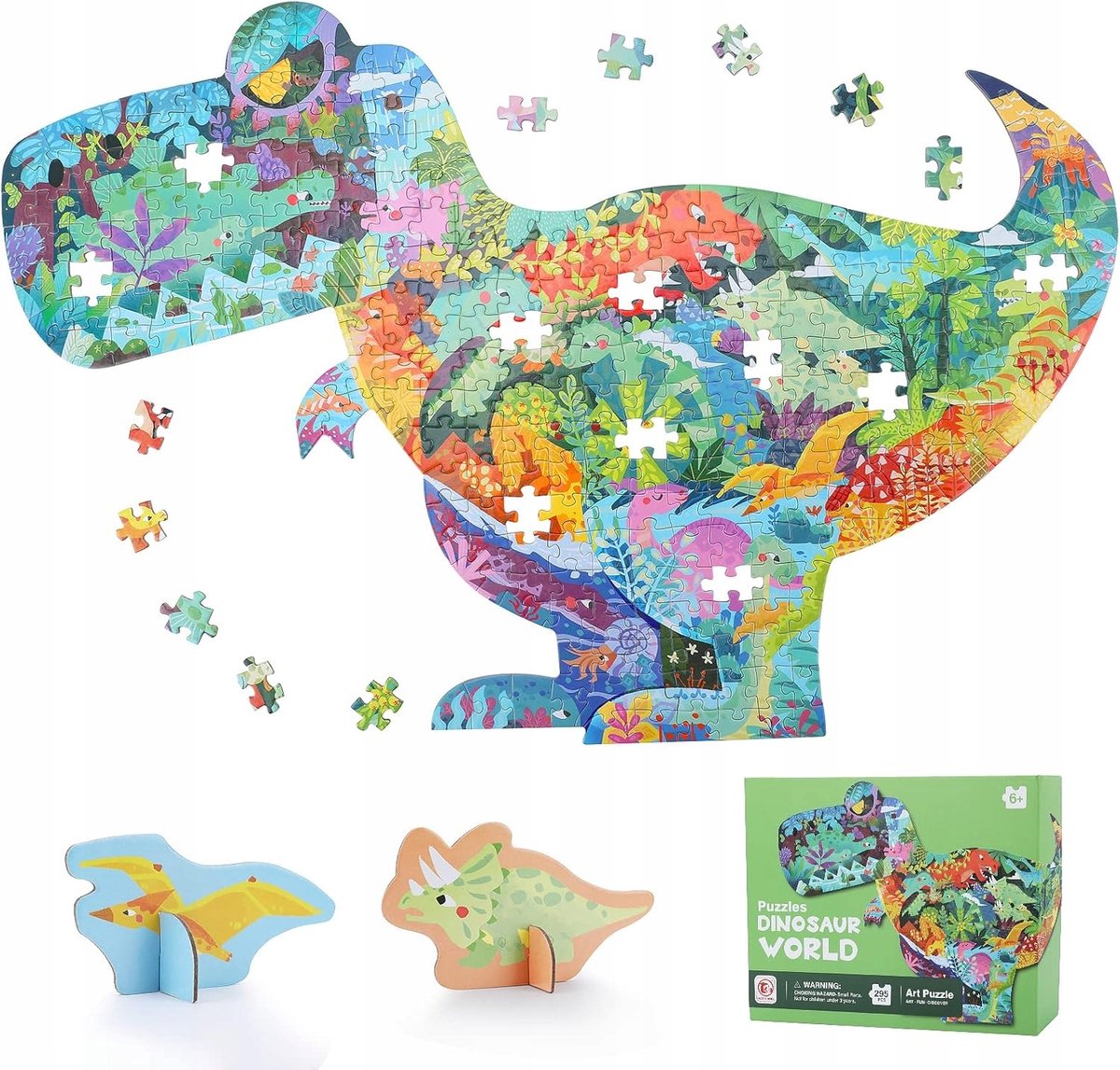 Dino Wereld Puzzel 295 Stukken met 3D Kaarten