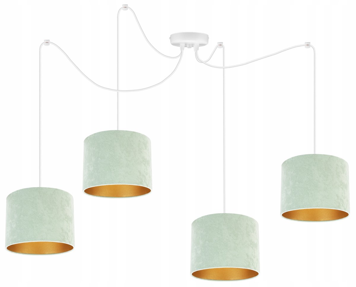 Gouden Plafondlamp Spider Mediolan met Velours Kap - 4 Lichtpunten