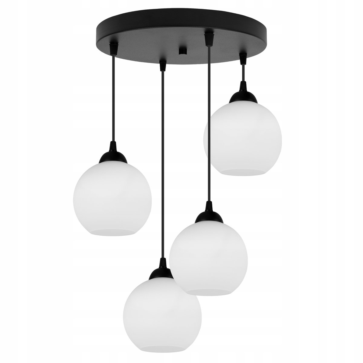Hanglamp Eliza Glas Bol Wit/Zwart Glamour - 4x E27