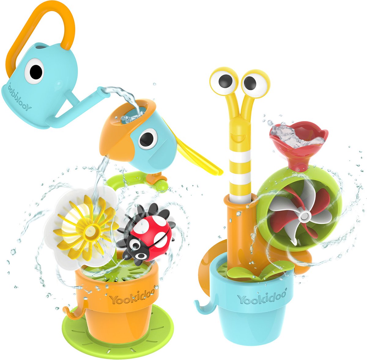 Yookidoo Pour 'N' Grow Spinning Garden – Interactief Waterspeelgoed voor in Bad – Draaiende Bloemen & Watereffecten – Vanaf 18 Maanden