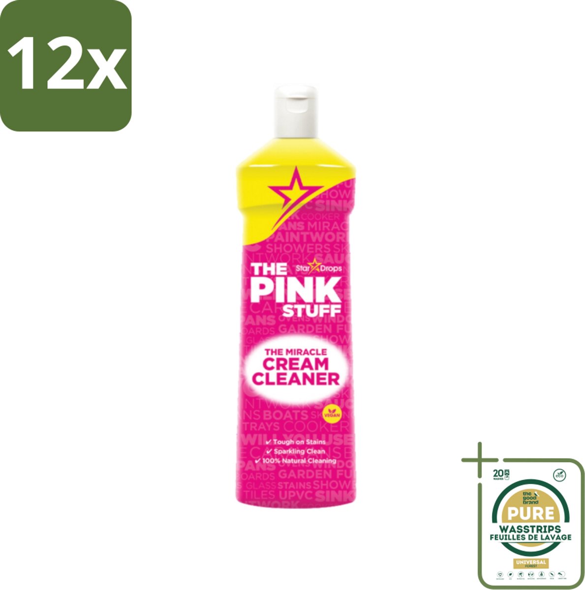 The Pink Stuff - Miracle Cream Cleaner - Allesreiniger - Voor Keuken & Badkamer - 500ml - Voordeelverpakking - 12 stuks - Keukenreiniger - Badkamerreiniger