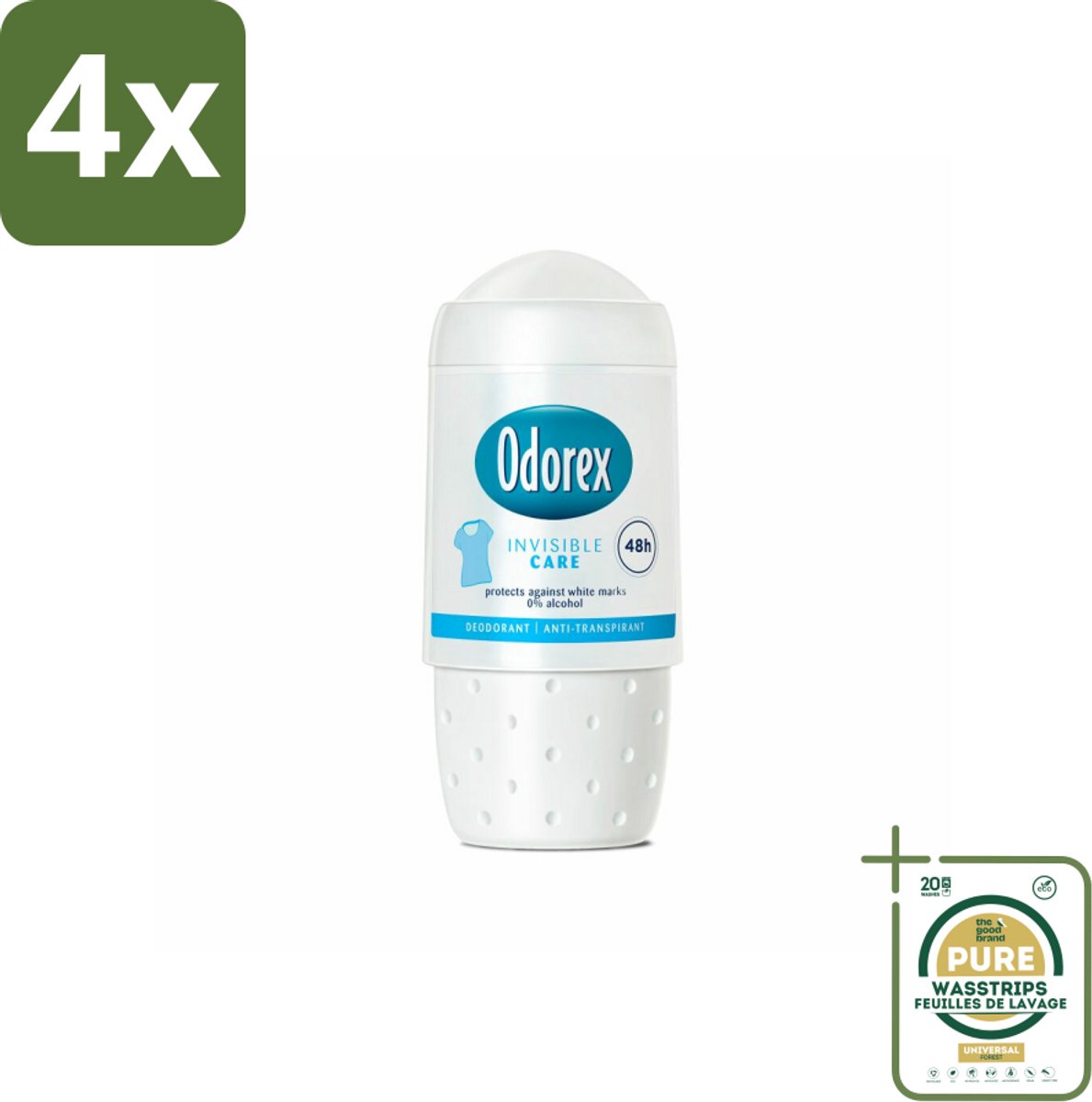 Odorex Deodorant Roller Invisible Care 50 ml - Voordeelverpakking - 4 stuks - Zweetbescherming - Frisheid