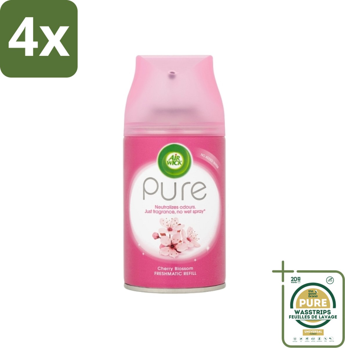 Air Wick - Luchtverfrisser Navulling - Kersenbloesem - Automatische Spray - 250 ml - Voordeelverpakking - 4 stuks - Geur - Geurverspreiding
