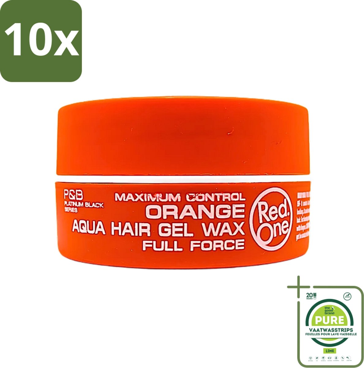10 x Red One - Haarwax - Aqua Orange - Verfrissende Styling - Voor Sterke Hold & Glanzende Finish - 150 ml - Grootverpakking - Haarwax - Aqua Orange - Frisse Styling - Stijlvol Haar - Hold