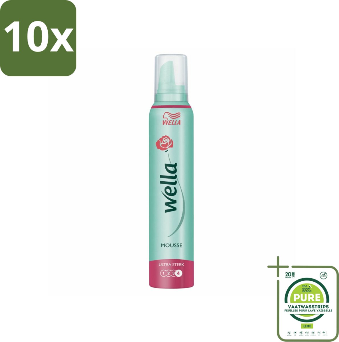 10 x Wella Ultra Sterk Haarmousse 200 ml - Grootverpakking - Haarversteviging - Flexibele Haarmousse - Langdurige Hold - UV Bescherming - Haarstijl