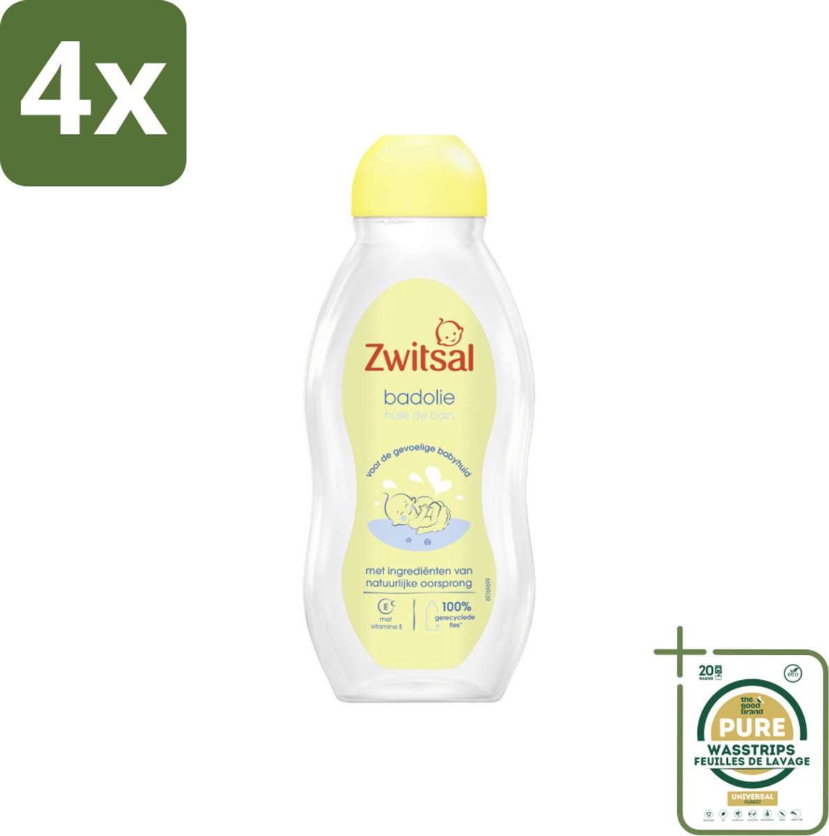 Zwitsal Badolie 200 ml - Voordeelverpakking - 4 stuks - Babyhuid verzorging - Zwitsal badolie
