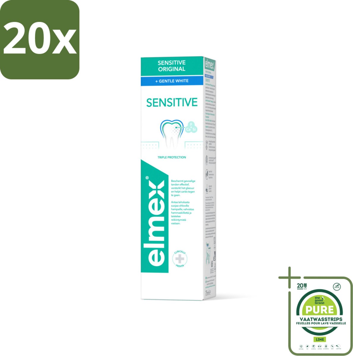 20 x Elmex Tandpasta Sensitive Gentle White 75 ml - Grootverpakking - Tandpasta - Mondhygiëne - Tanden Witte - Tandvleesbescherming - Bacteriënverwijdering