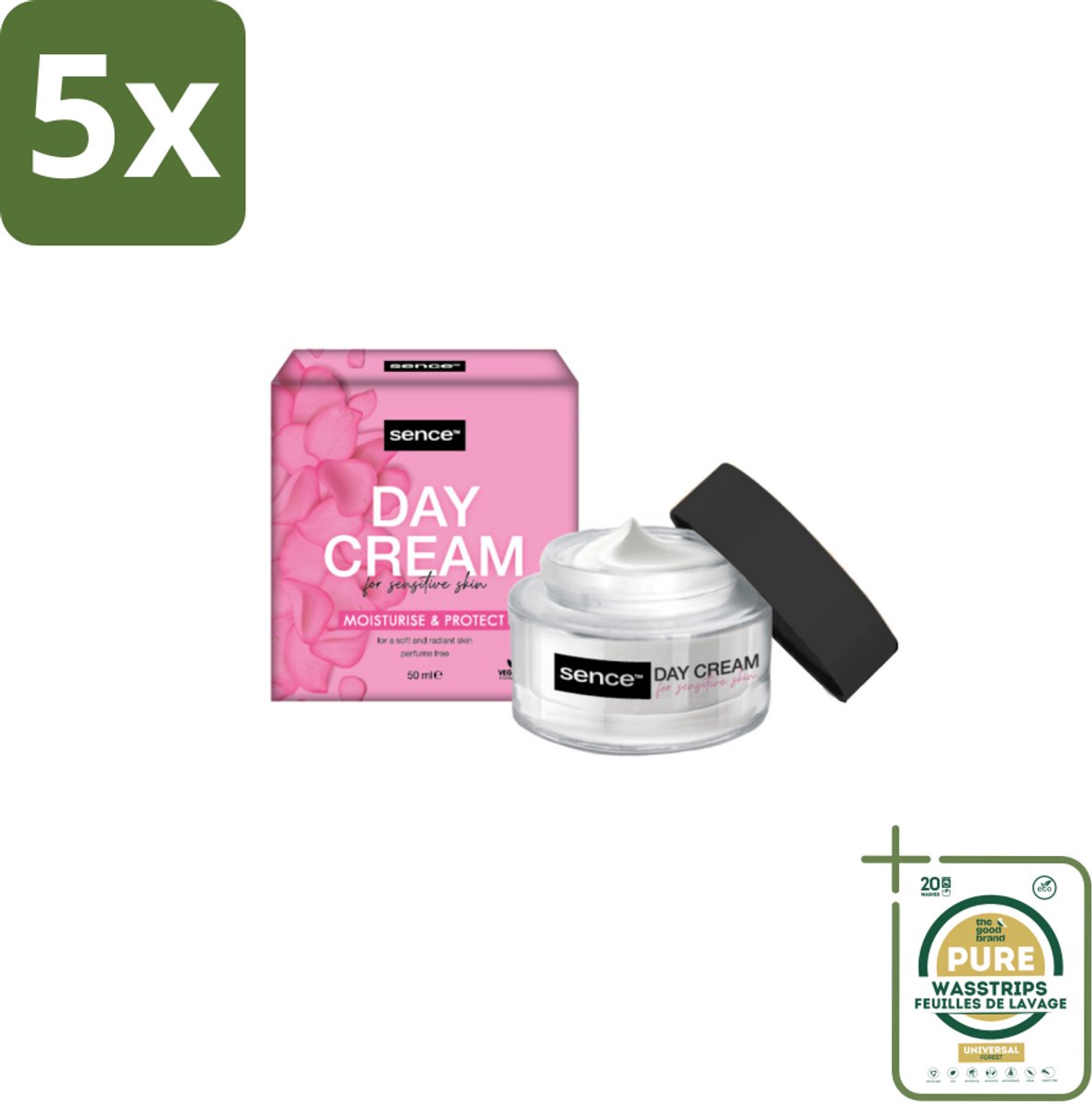5 x Sence Dagcreme Voor Gevoelige Huid 50 ml - Grootverpakking - Gevoelige Huid Crème - Dagcrème - Verzorging - Hydraterende Crème - Huidbescherming
