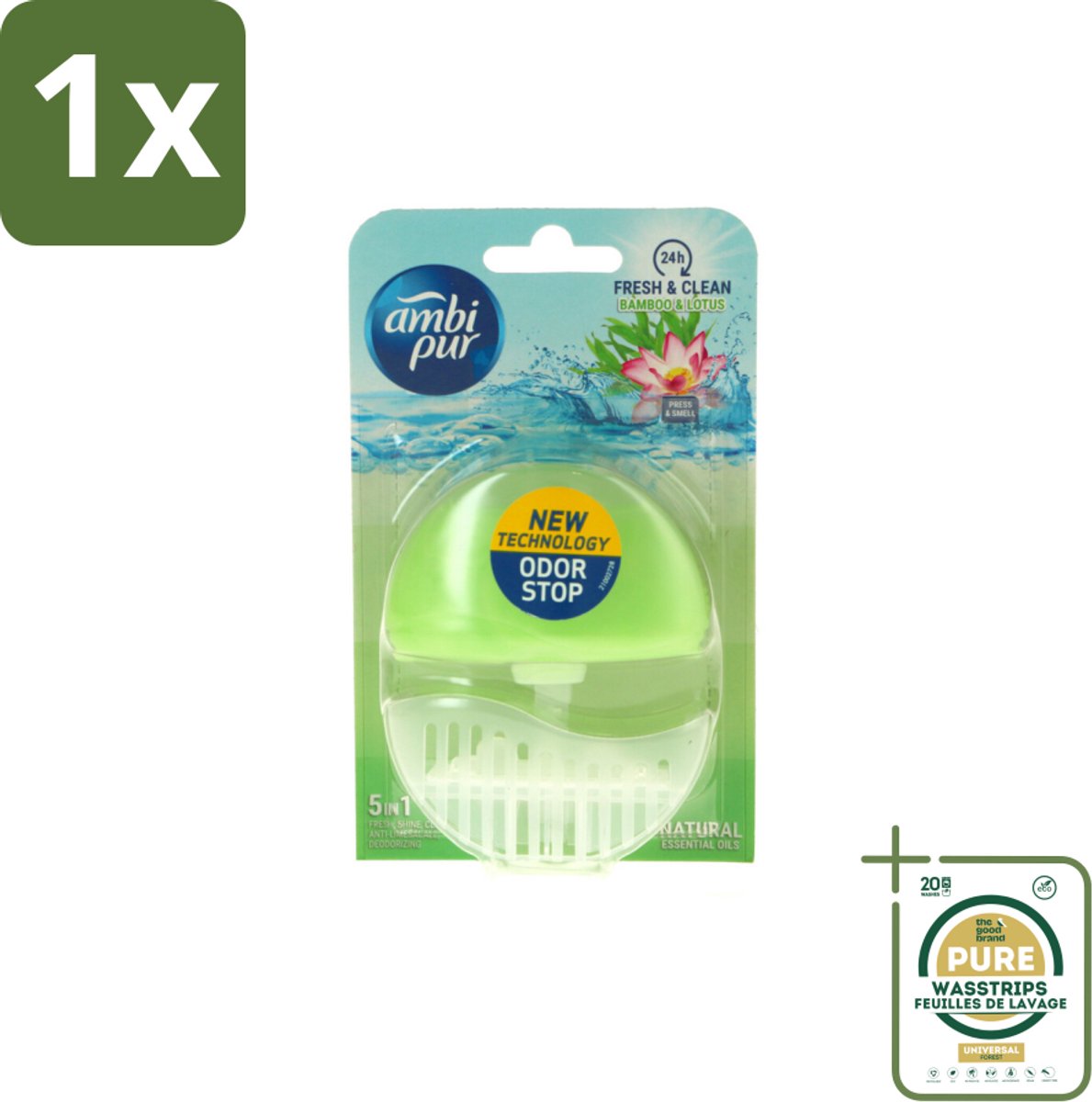 1 x Ambi Pur Toiletblok Starterkit 5in1 Bamboo & Lotus- Toiletblok - Toiletpot - Hygiëne - Reiniging - Frisheid