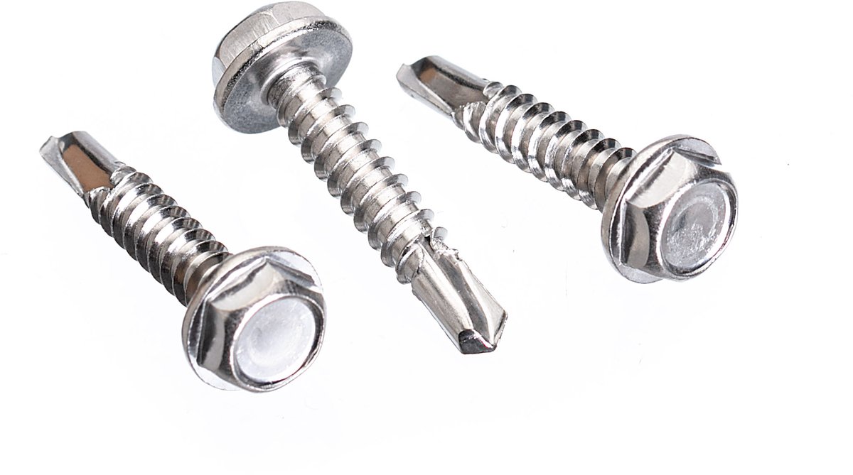 RVS Zelfborende Schroeven 6,3x22mm - Zeskantkop - 10 Stuks