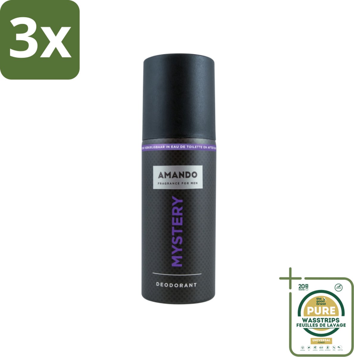 3 x Amando - Mystery - Deodorant - Spray - 150 ml - Grootverpakking - Mystery Deodorant Spray - Mannelijke Geur - Kruiden Geur - Vanille Geur - Deodorant Spray