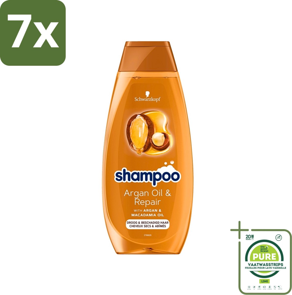 7 x Schwarzkopf - Shampoo Argan Oil & Repair - Voedt & Versterkt - 400 ml - Grootverpakking - Argan Oil Shampoo - Droog Haar Shampoo - Beschadigd Haar Shampoo - Haar Versterken - Haar Hydrateren